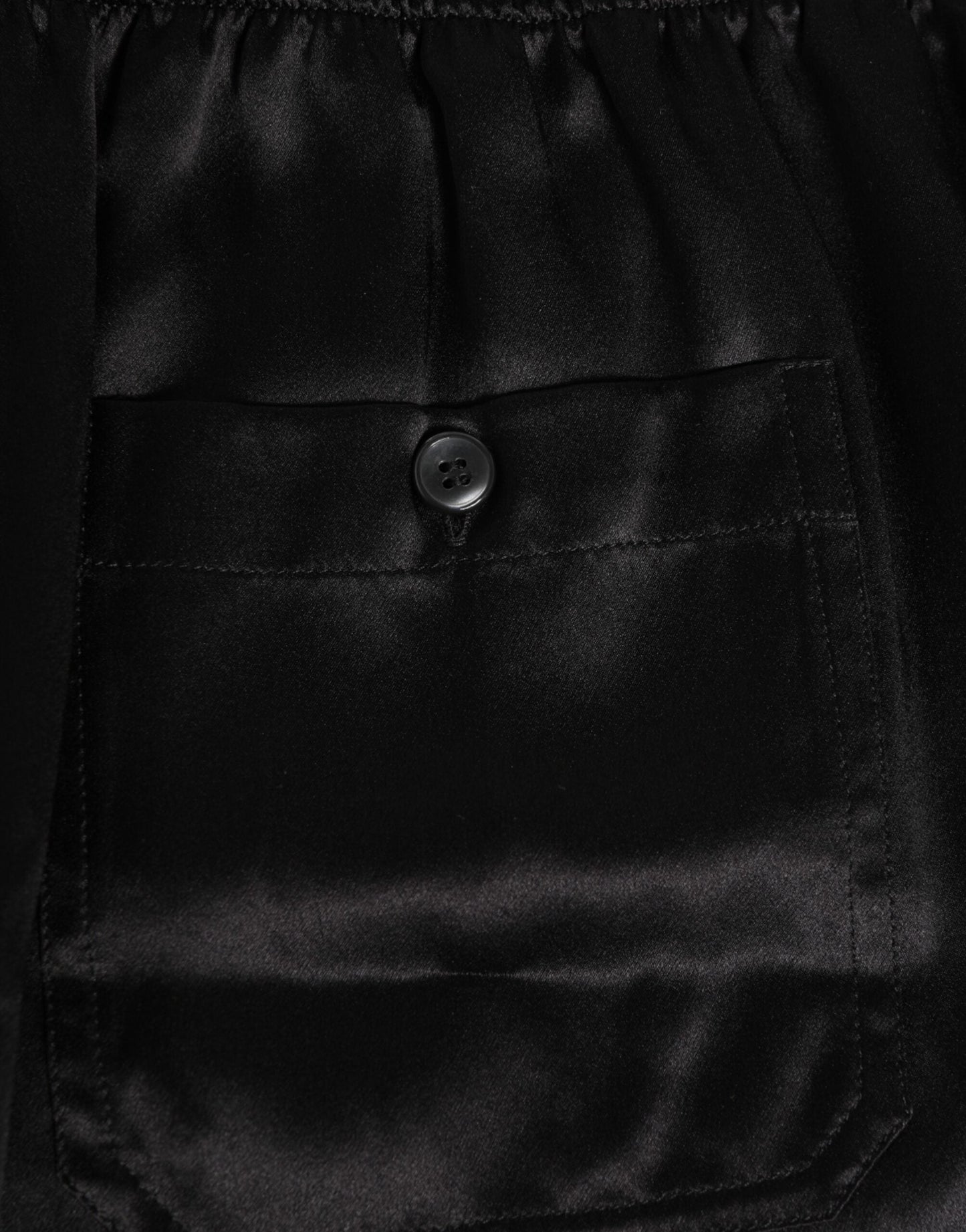 Dolce & Gabbana Black Silk Satin Elastic Men Boxer Short Swimwear