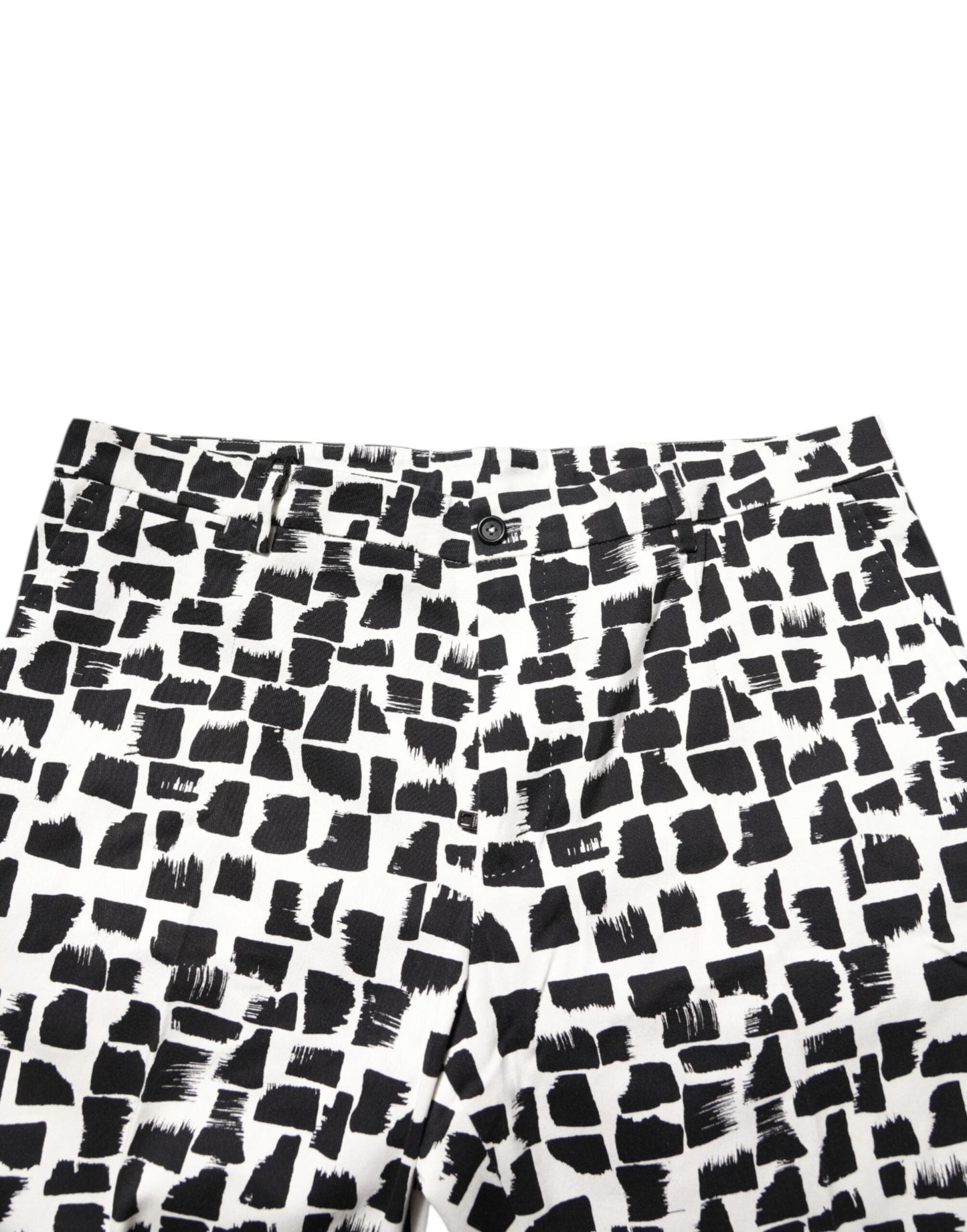 Dolce & Gabbana Black White Abstract Print Cotton Blend Pants