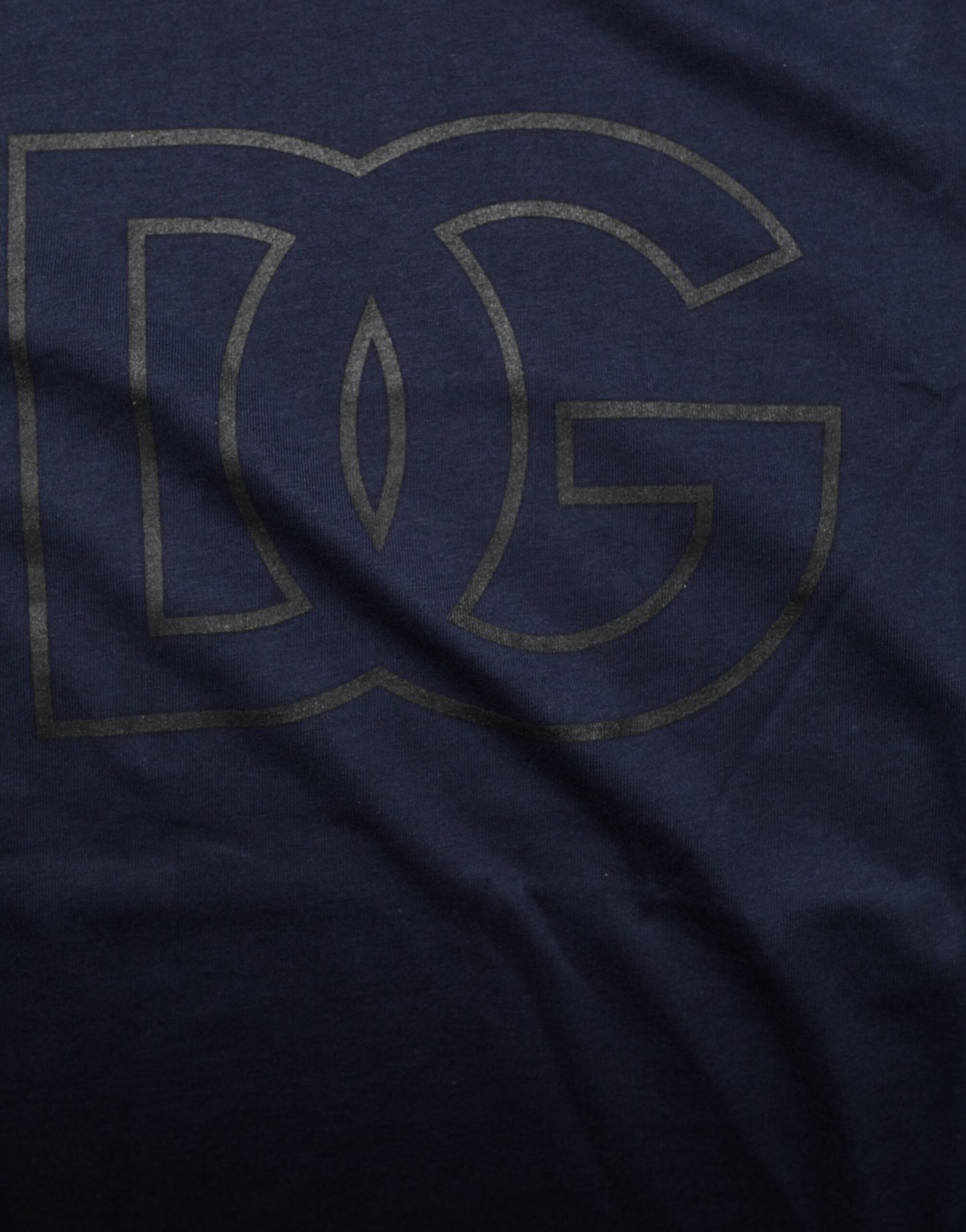 Dolce & Gabbana Dark Blue Cotton DG Logo Print Men’s Top T-shirt
