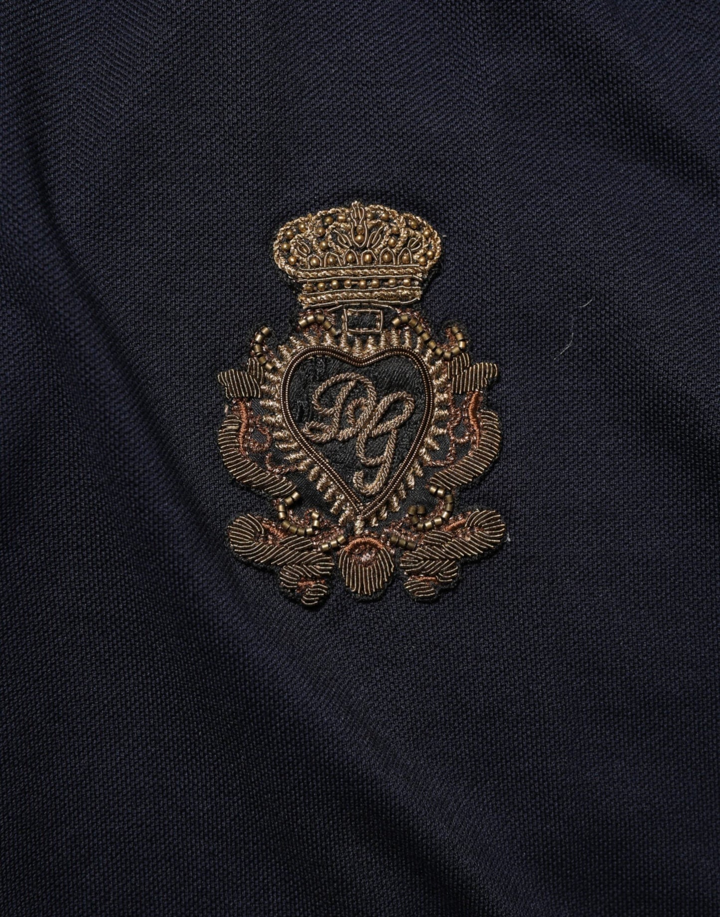Dolce & Gabbana Navy Blue Cotton Crown Crest Logo Men T-Shirt