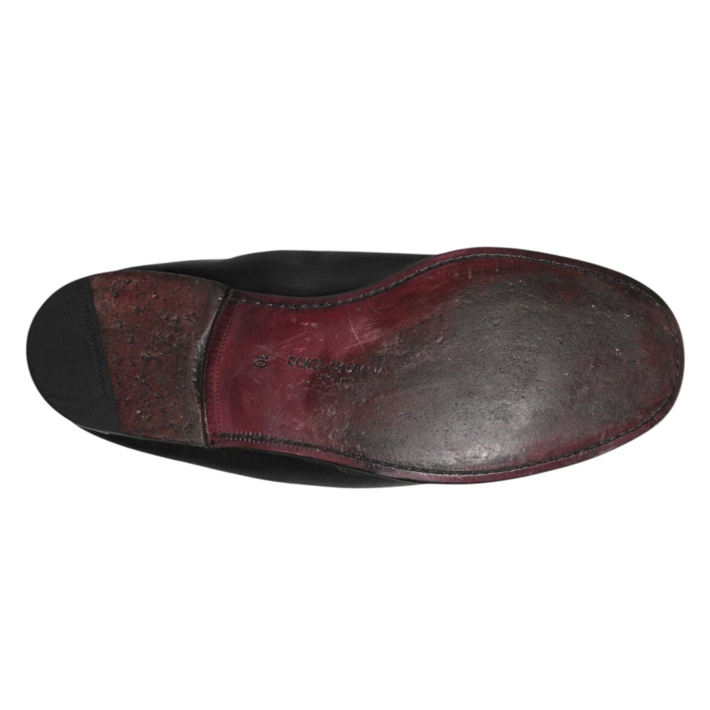 Dolce & Gabbana Black Leather Slip On Men Flat Loafers Shoes