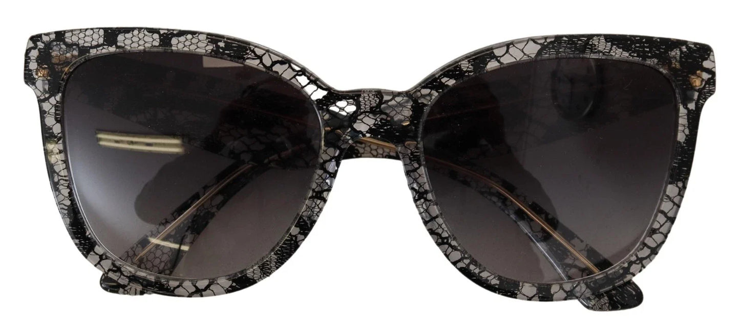 Dolce & Gabbana DG4190 Black Lace Acetate Crystal Round Sunglasses