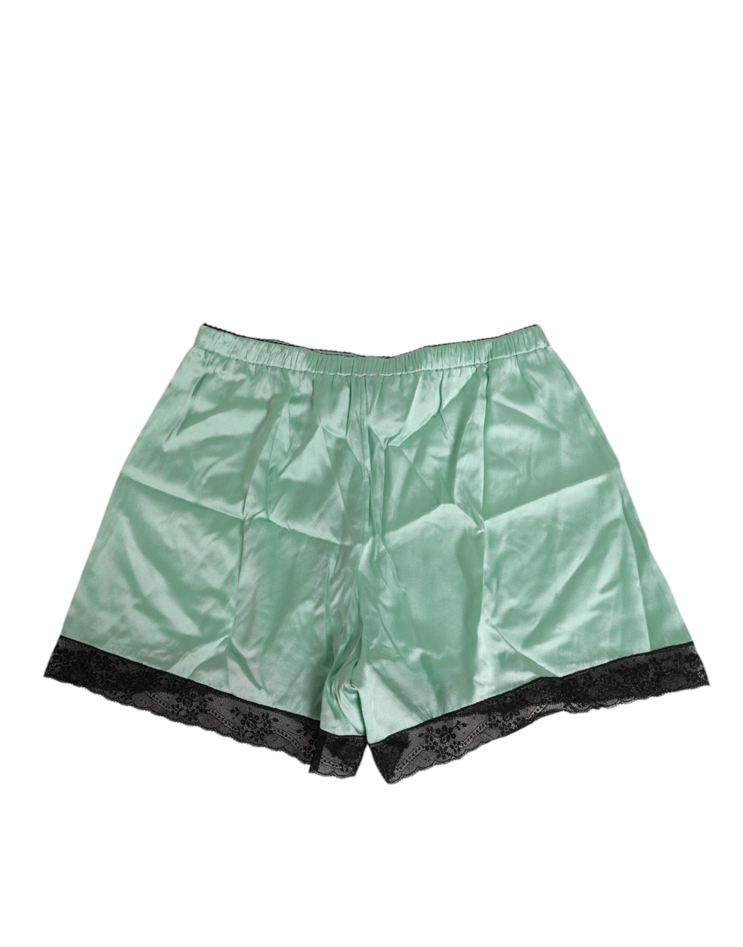 Dolce & Gabbana Water Green Satin Black Lace Trim Underwear