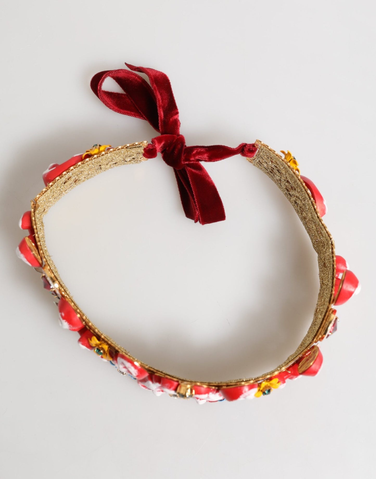 Dolce & Gabbana Red Carretto Multicolor Crystal Gold Tiara Crow Headband