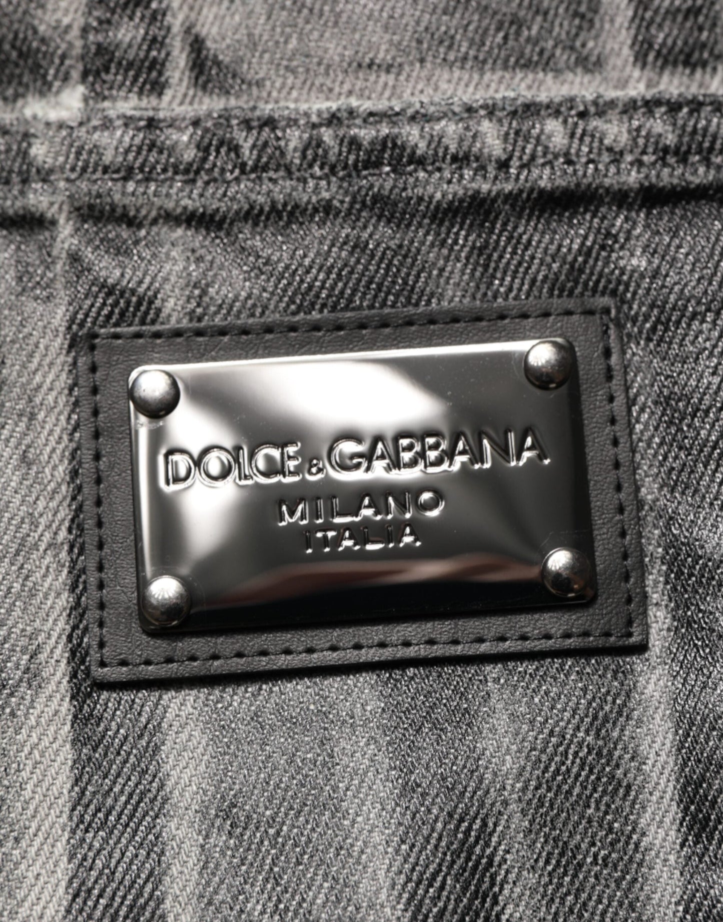 Dolce & Gabbana Black Grey Graphic Print Denim Pants Jeans