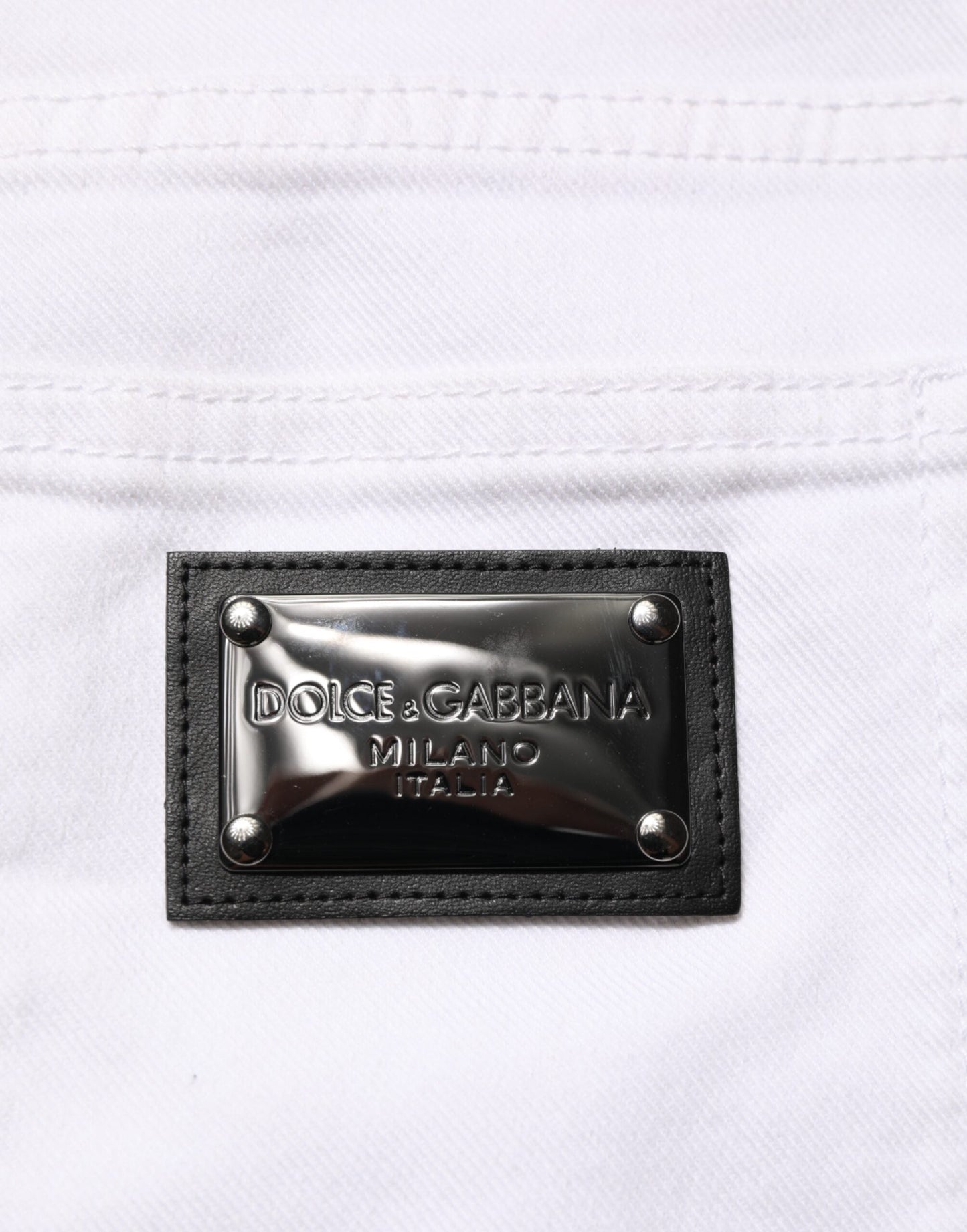 Dolce & Gabbana White Ripped Cotton Skinny Men Denim Jeans