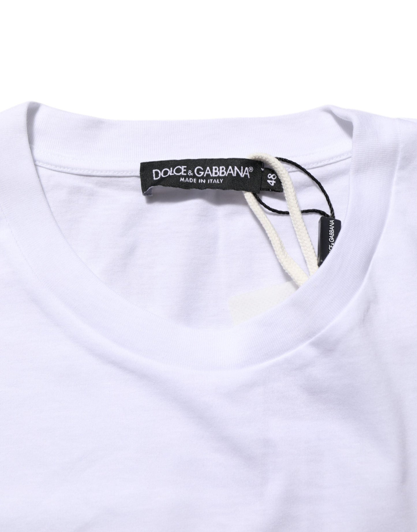 Dolce & Gabbana White Graphic Print Cotton Crew Neck T-shirt