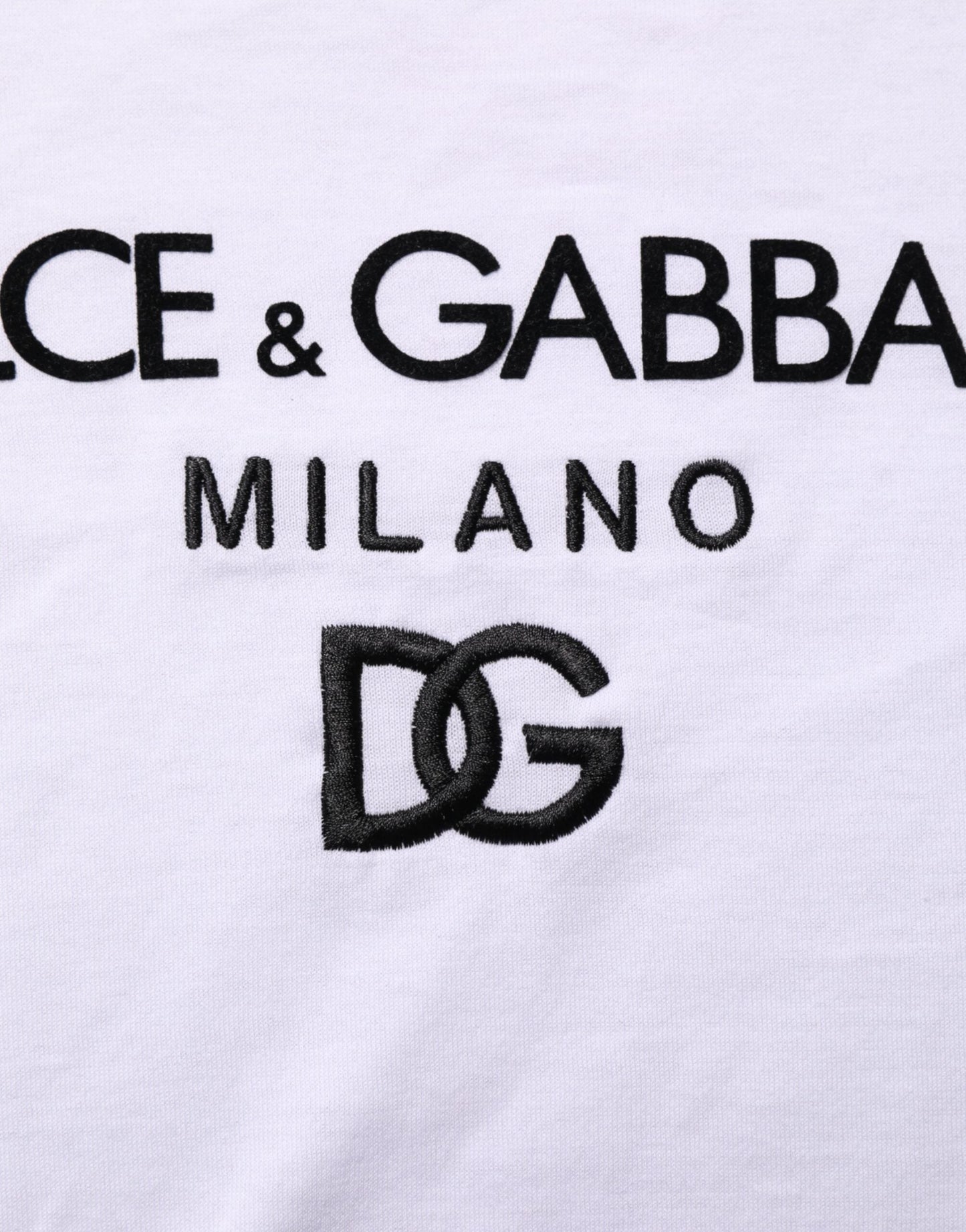 Dolce & Gabbana White Logo Print Cotton Men Crew Neck T-shirt