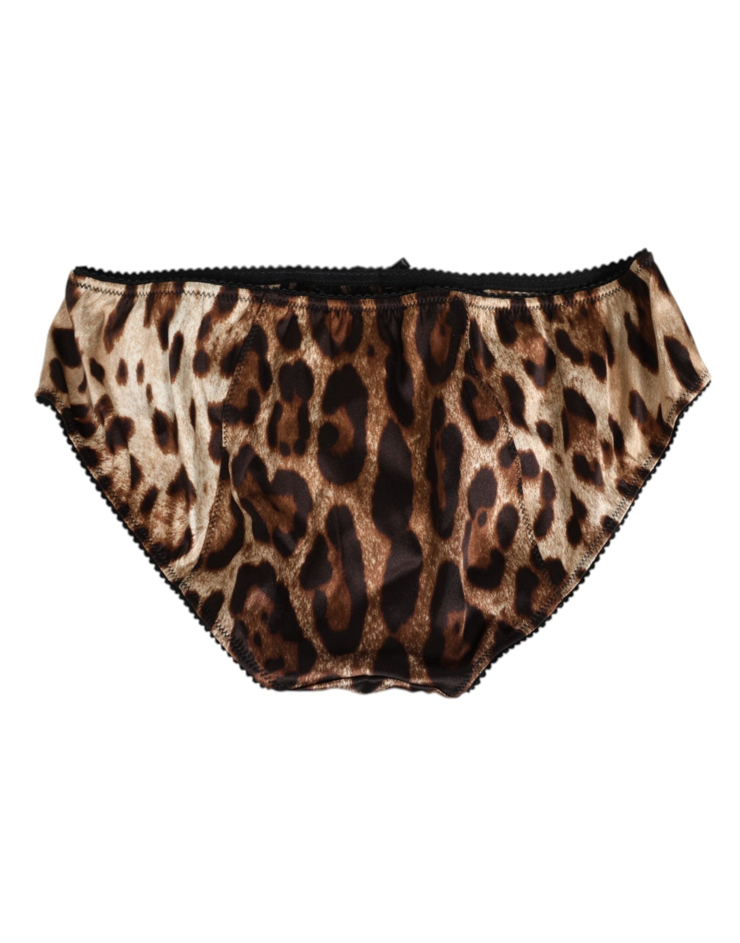 Dolce & Gabbana Brown Leopard Silk Mid Waist Panty Underwear