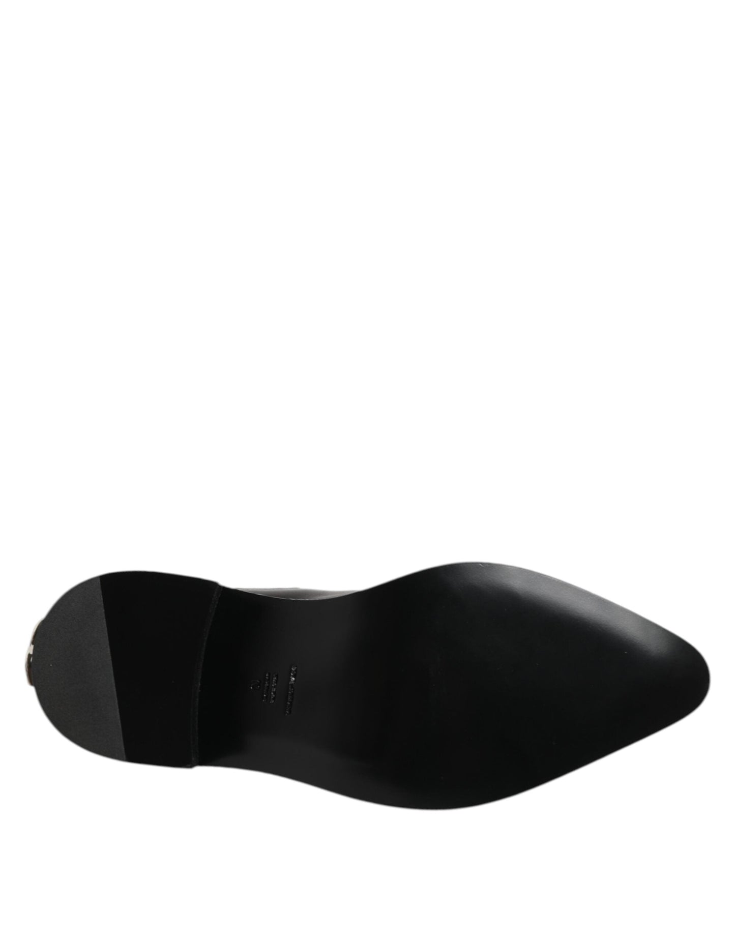 Dolce & Gabbana Black Leather Studded Men Short Boots Shoes