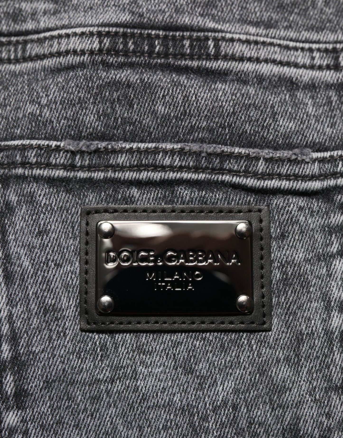 Dolce & Gabbana Gray Cotton Slim Fit Denim Trouser Jeans