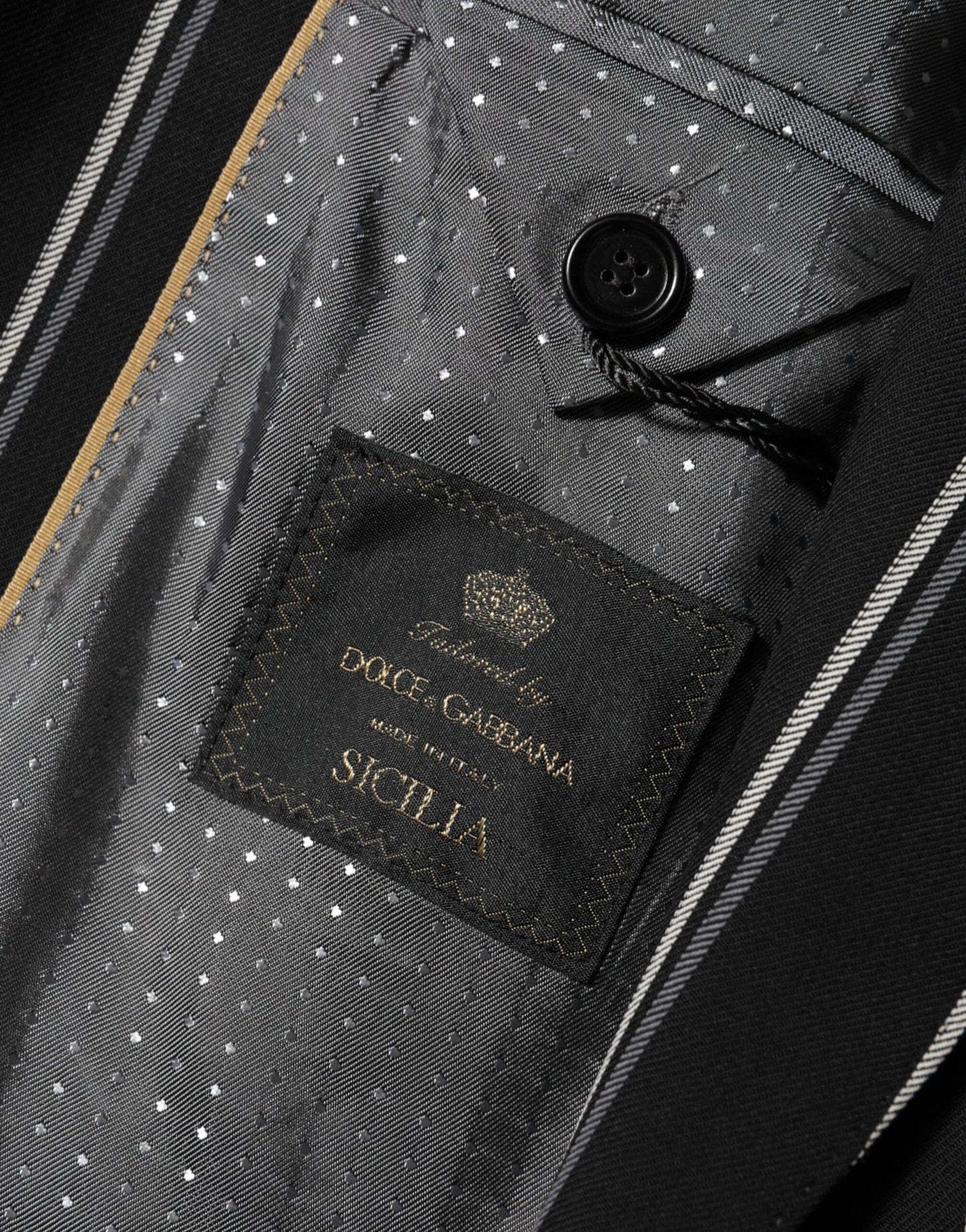 Dolce & Gabbana Black Stripes SICILIA 1 Button Suit Blazer