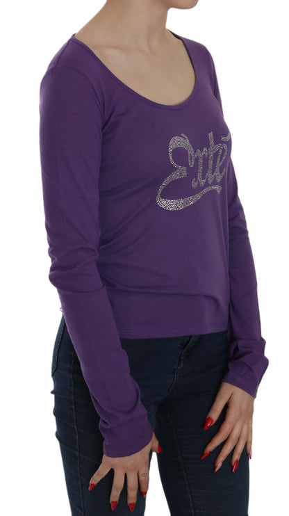 Exte Purple Crystal Embellished Long Sleeve Casual Top
