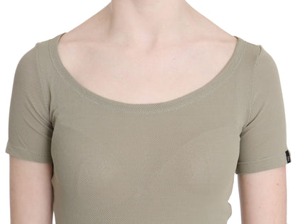 GF Ferre Gray 100% Nylon Short Sleeve Casual Tank Top Blouse