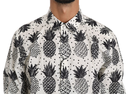 Dolce & Gabbana White Pineapple Cotton Top Shirt