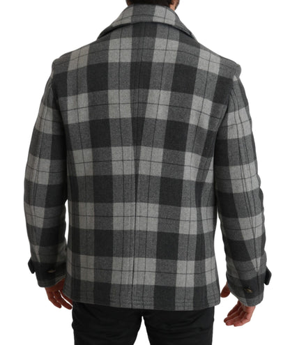 Dolce & Gabbana Gray Check Wool Cashmere Coat Jacket