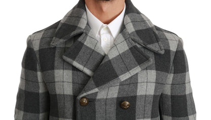 Dolce & Gabbana Gray Check Wool Cashmere Coat Jacket