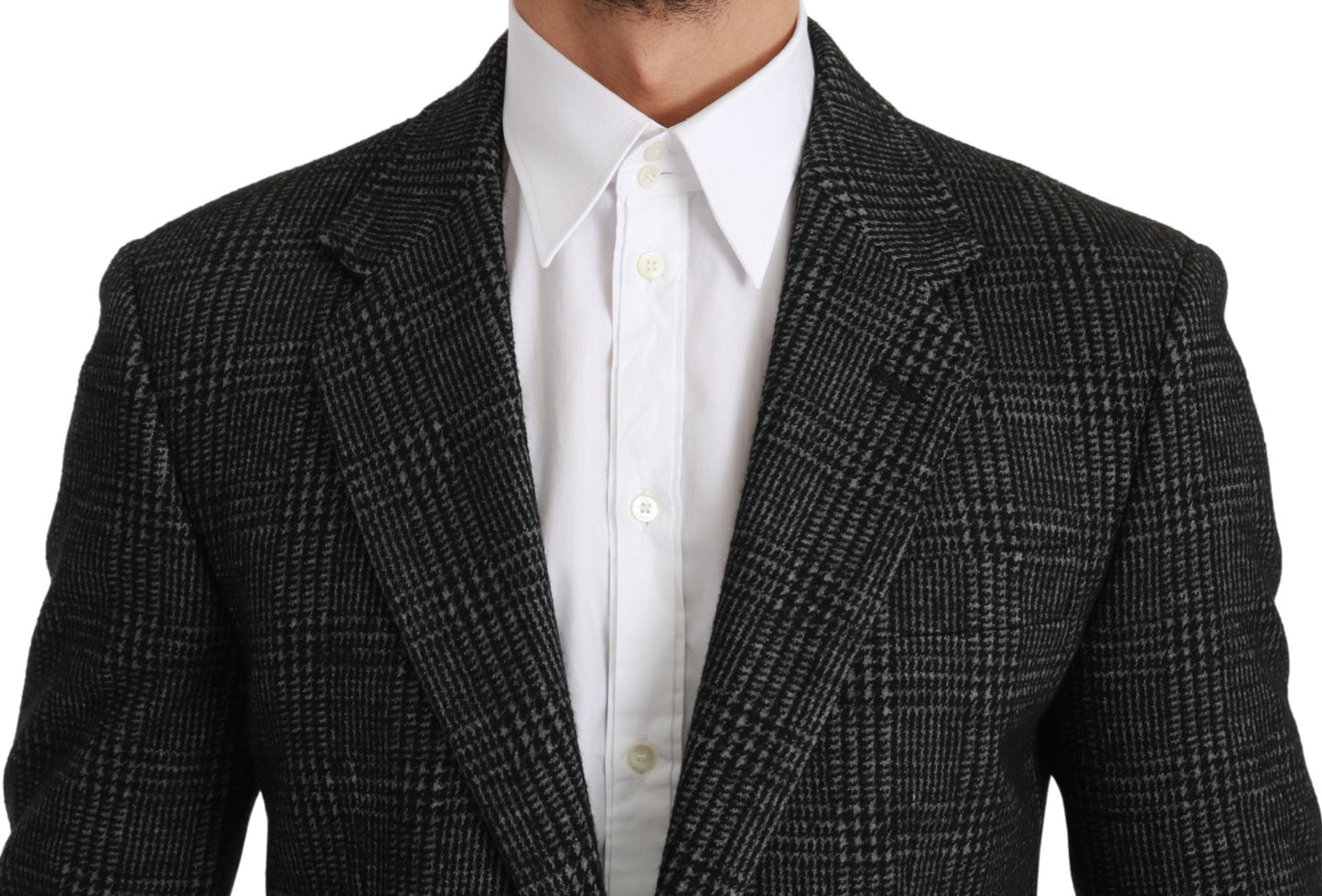 Dolce & Gabbana Gray Plaid Check Slim Fit Jacket Blazer