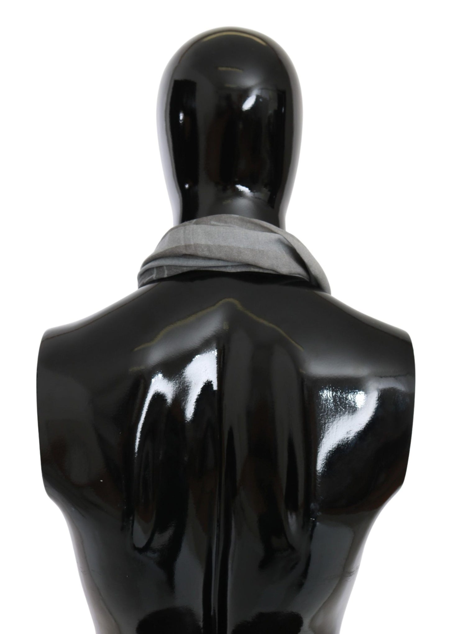 GF Ferre Gray Wool Viscose Foulard Patterned Branded Scarf