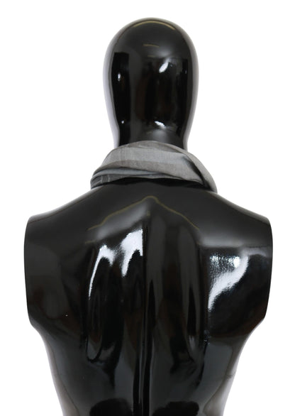 GF Ferre Gray Wool Viscose Foulard Patterned Branded Scarf