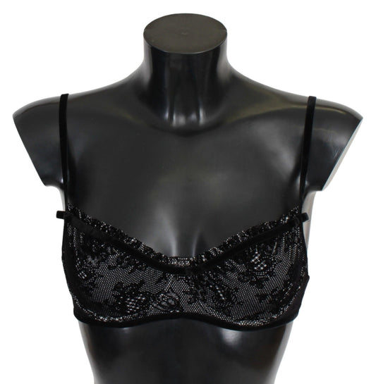 Ermanno Scervino Black Mesh Balconcino Bra Nylon  Underwear
