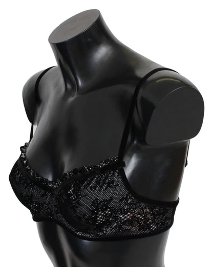 Ermanno Scervino Black Mesh Balconcino Bra Nylon  Underwear