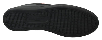 Dolce & Gabbana Black Leather Love Heart Sneakers Womens Shoes