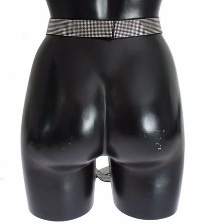 Dolce & Gabbana Black Silk Clear Crystal Bow Waist Belt