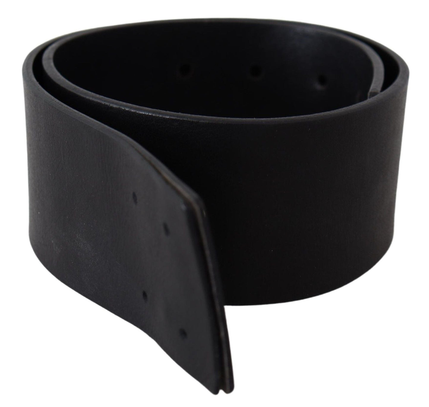 GF Ferre Black Genuine Leather Wide Logo Waist Belt