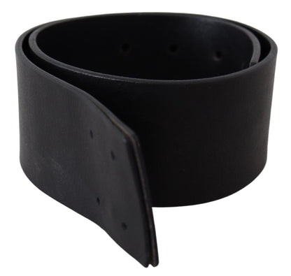 GF Ferre Black Genuine Leather Wide Logo Waist Belt