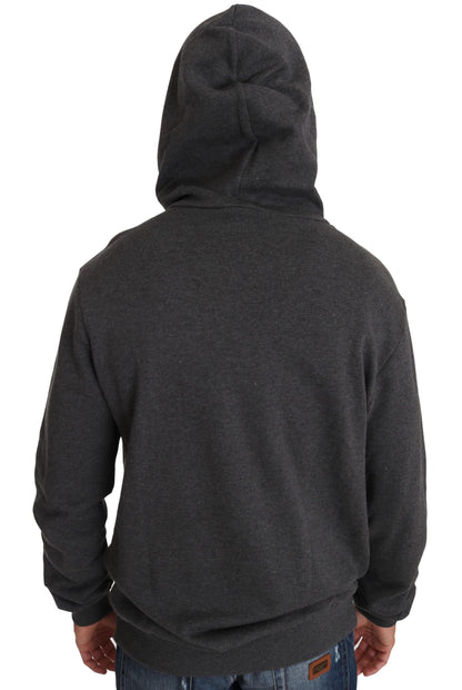 Dolce & Gabbana Gray Hooded Red Crystal Heart Gun Sweater