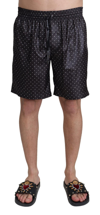 Dolce & Gabbana Black Polka Dot Print Beachwear Swimwear