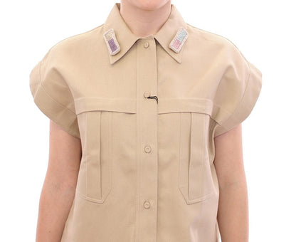 Andrea Incontri Beige Sleeveless Blouse Top