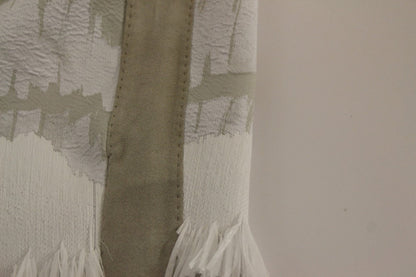 Arzu Kaprol White Acrylic Straight Pencil Skirt