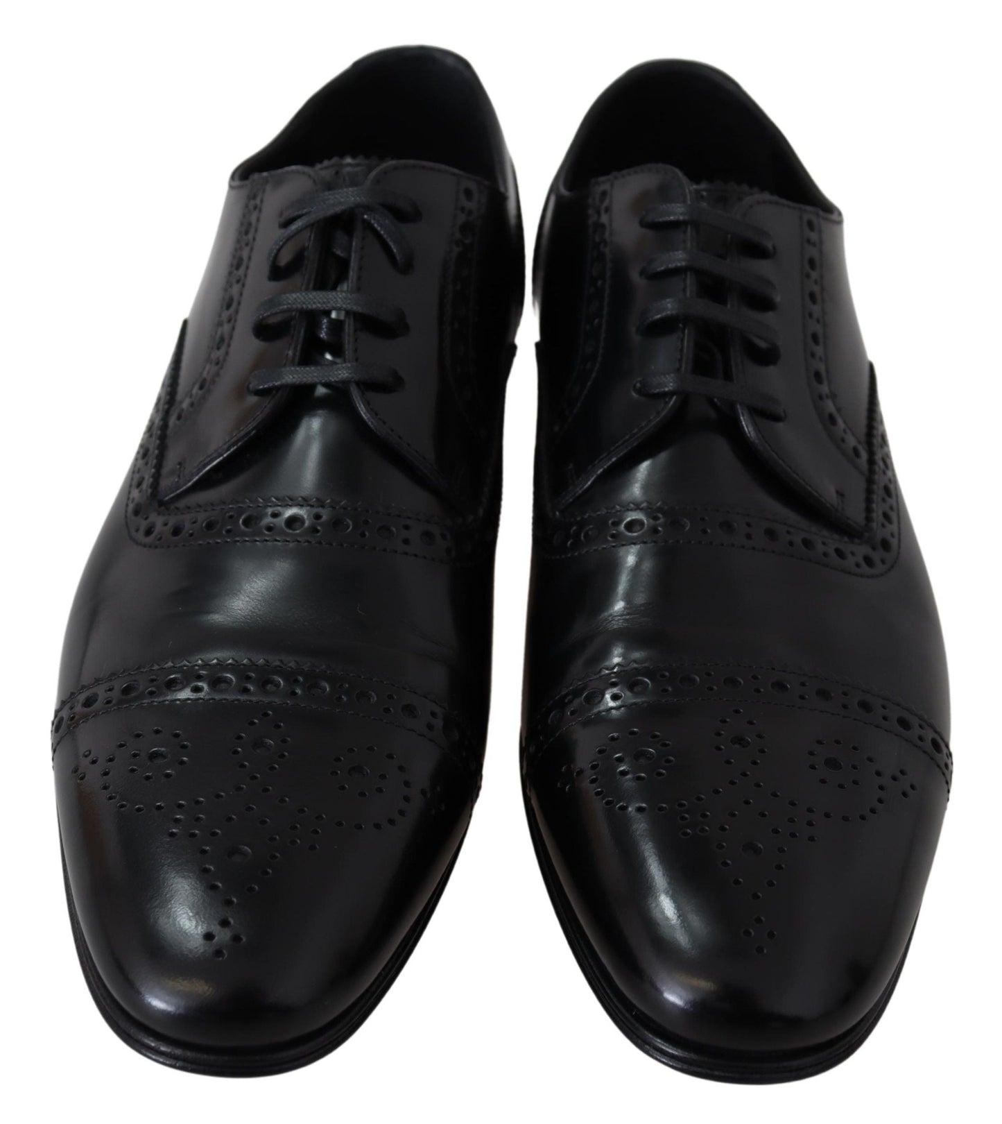 Dolce & Gabbana Black Leather Men Derby Formal Loafers Shoes