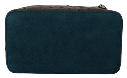 Dolce & Gabbana Gray Skin Leather Vanity Case Toiletry Shaving Bag