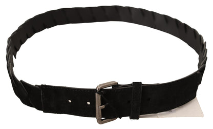 GF Ferre Black WX Silver Tone Buckle Waist Belt