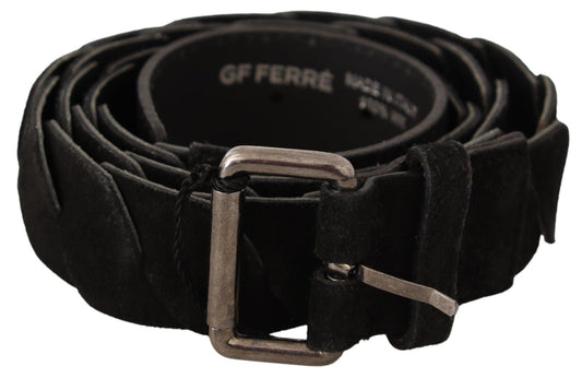 GF Ferre Black WX Silver Tone Buckle Waist Belt