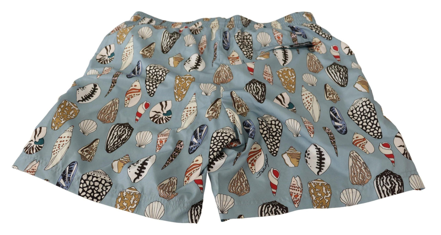 Dolce & Gabbana Blue Seashell Beachwear Swimwear Shorts