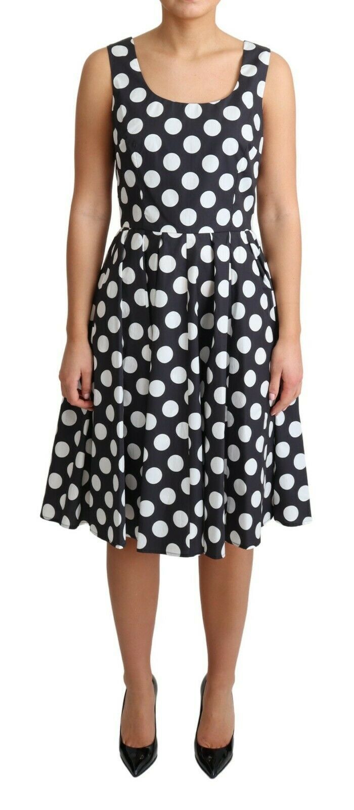 Dolce & Gabbana Black Polka Dotted Cotton A-Line Dress