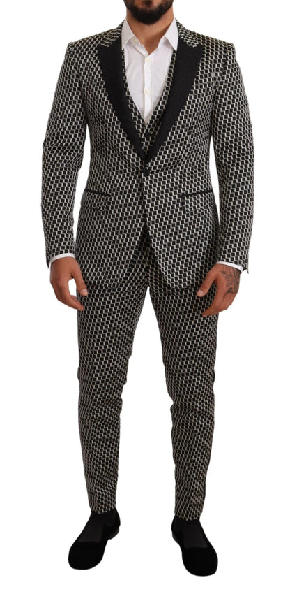 Dolce & Gabbana Black White Check 3 Piece Set MARTINI Suit