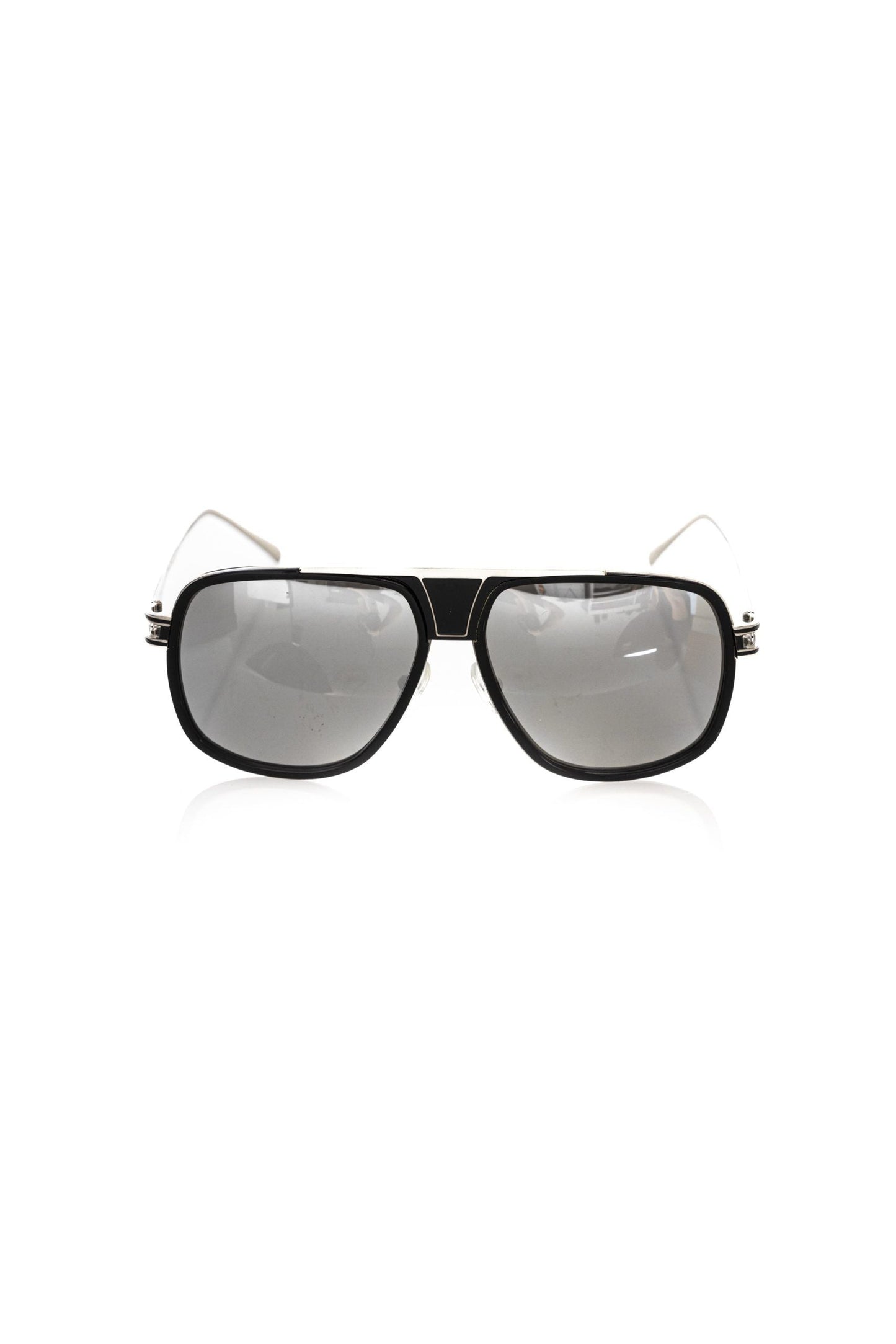 Frankie Morello Black Metallic Fibre Men Sunglass