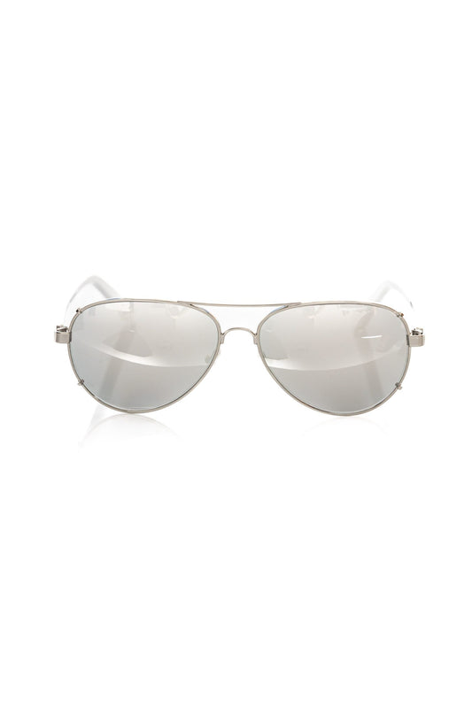 Frankie Morello Silver Metallic Fibre Men Sunglass