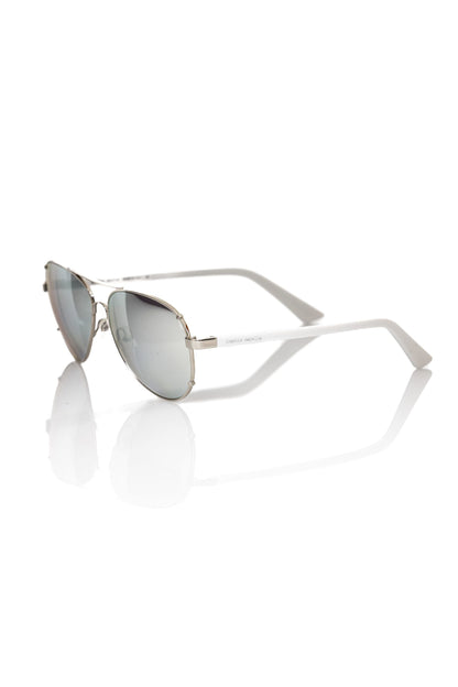 Frankie Morello Silver Metallic Fibre Men Sunglass