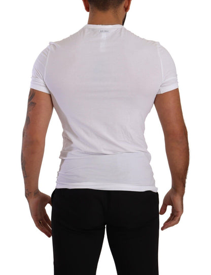 Dolce & Gabbana White Round Neck Cotton Stretch T-shirt Underwear