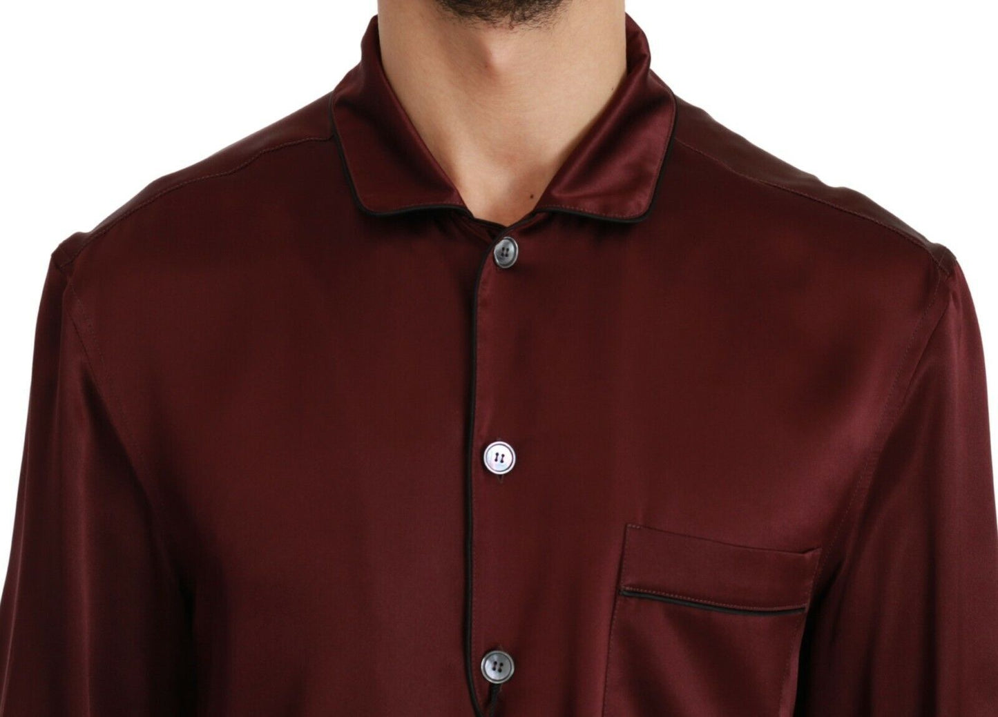 Dolce & Gabbana Bordeaux Silk Pajama Casual Shirt