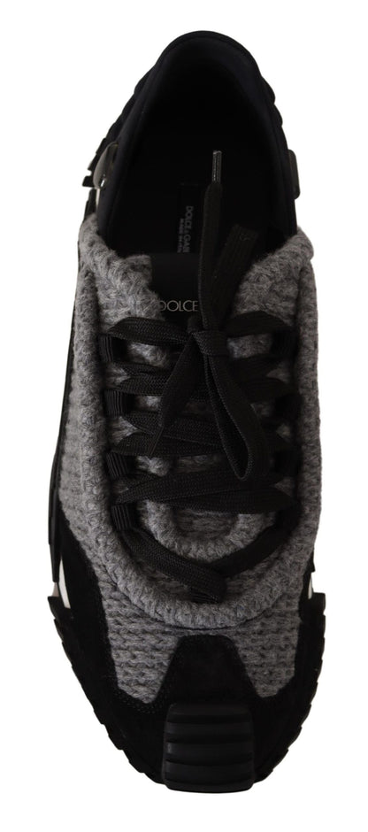 Dolce & Gabbana Black Gray Fabric Lace Up NS1 Sneakers Shoes