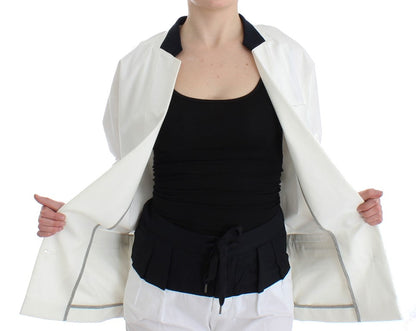 Andrea Pompilio White Cotton Blend Oversized Blazer Jacket
