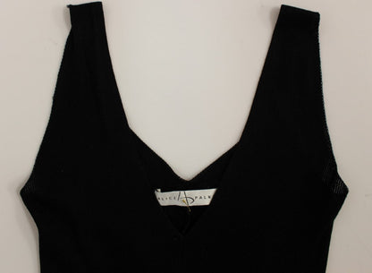 Alice Palmer Black White Low V Neck Knitted Cocktail Dress