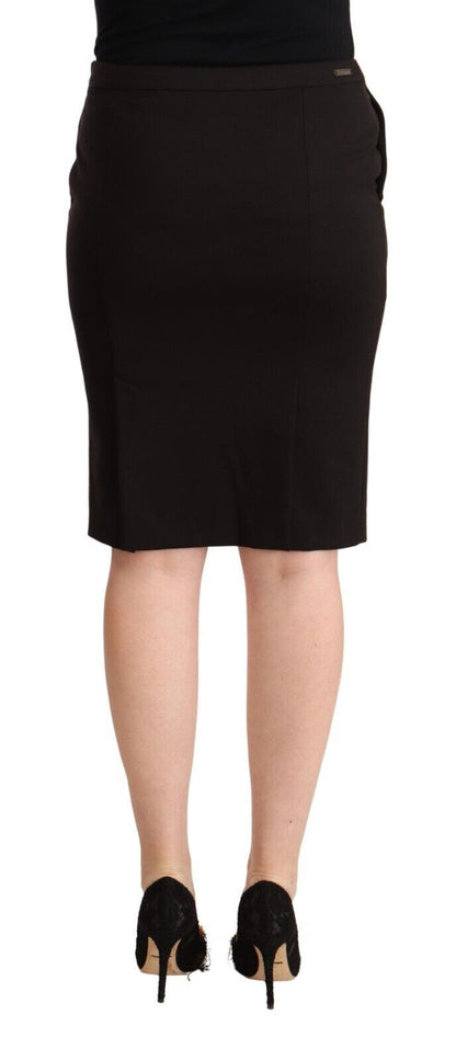 GF Ferre Black Straight Pencil Cut Knee Length Skirt